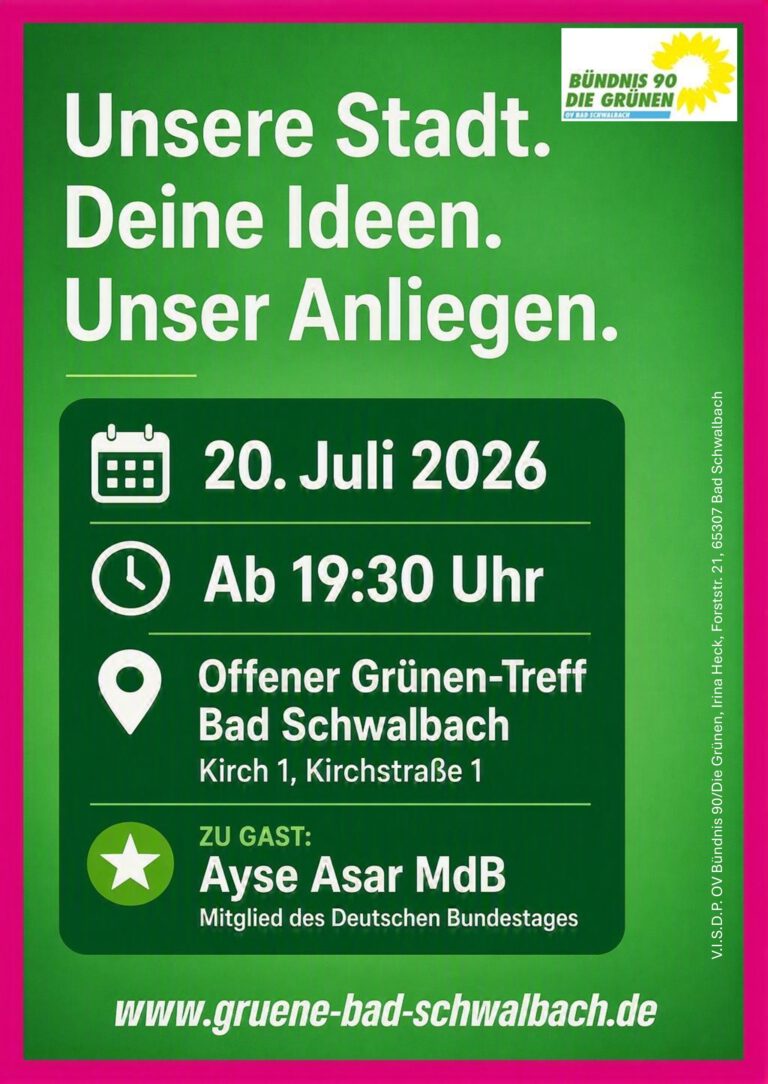 Offener Grünen-Treff in SWA 20.07.26: Bürgerinnen und Bürger sind zum Austausch eingeladen!